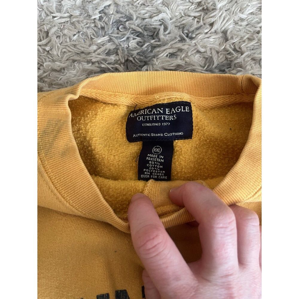 Vtg American Eagle Yellow Crew Neck Sweater Sz XXL Mens Pullover - Picture 2 of 7